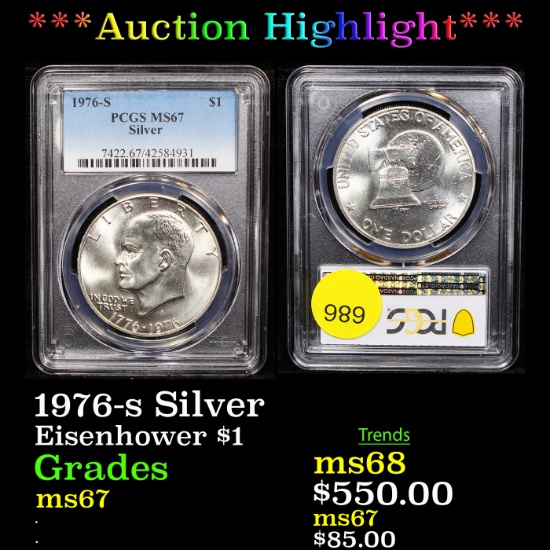 ***Auction Highlight*** PCGS 1976-s Silver Eisenhower Dollar $1 Graded ms67 By PCGS (fc)