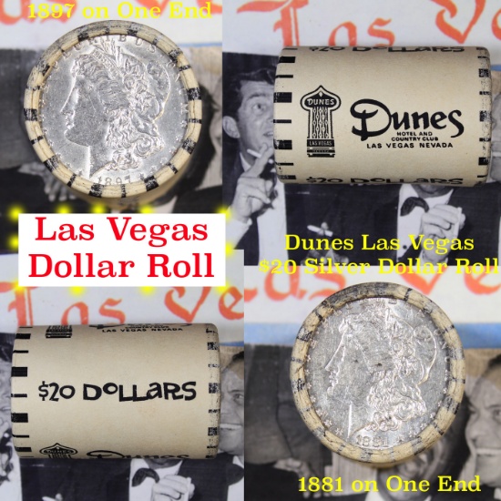 ***Auction Highlight*** Full Morgan/Peace Casino Las Vegas Dunes silver $1 roll $20, 1881 & 1897 end