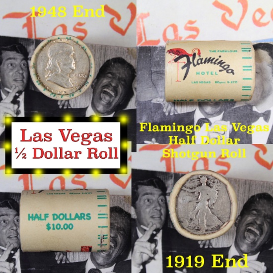 ***Auction Highlight*** Old Casino 50c Roll $10 Halves Las Vegas Casino Flamingo 1943 Franklin & 19