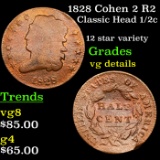 1828 Cohen 2 R2 Classic Head half cent 1/2c Grades vg details