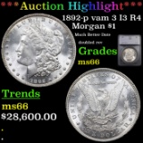 ***Auction Highlight*** 1892-p vam 3 I3 R4 Morgan Dollar $1 Graded ms66 By SEGS (fc)