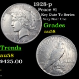 1928-p Peace Dollar $1 Grades Choice AU/BU Slider