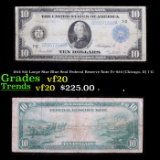 1914 $10 Large Size Blue Seal Federal Reserve Note Fr-934 (Chicago, Il) 7-G Grades vf, very fine