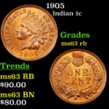 1905 Indian Cent 1c Grades Select Unc RB