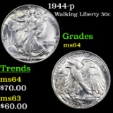 1944-p Walking Liberty Half Dollar 50c Grades Choice Unc