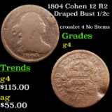 1804 Cohen 12 R2 Draped Bust Half Cent 1/2c Grades g, good