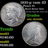 1935-p vam 1D  Peace Dollar $1 Grades Unc Details