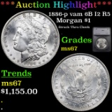 ***Auction Highlight*** 1886-p vam 6B I2 R5 Morgan Dollar $1 Graded ms67 By SEGS (fc)