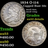 1834 O-114 Capped Bust Half Dollar 50c Grades AU Details