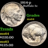1914-p Buffalo Nickel 5c Grades Choice Unc