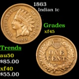 1863 Indian Cent 1c Grades xf+