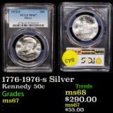 PCGS 1776-1976-s Silver Kennedy Half Dollar 50c Graded ms67 By PCGS