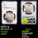 NGC 1883-p Morgan Dollar $1 Graded ms64 By NGC