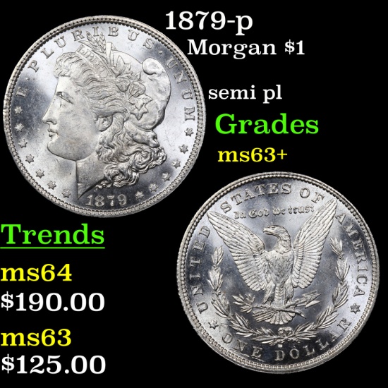 1879-p Morgan Dollar $1 Graded Select+ Unc