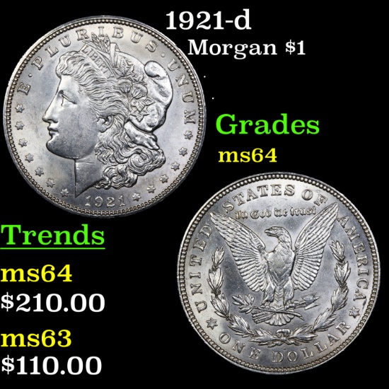 1921-d Morgan Dollar $1 Graded Choice Unc