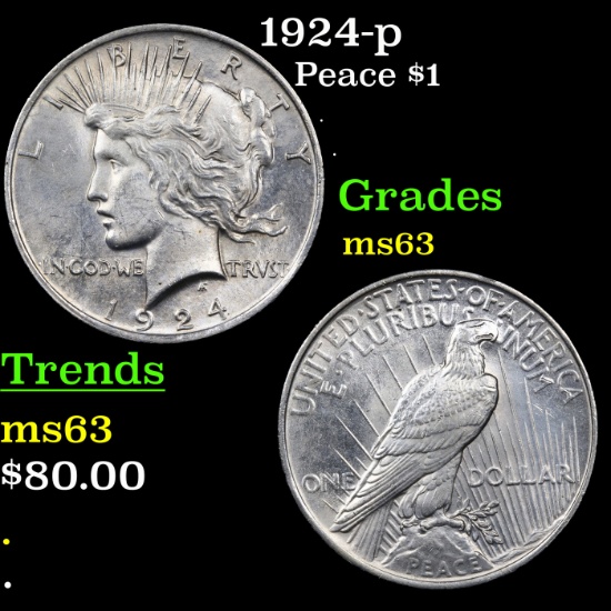 1924-p Peace Dollar $1 Graded Select Unc