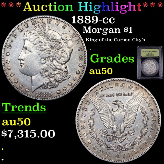 ***Auction Highlight*** 1889-cc Morgan Dollar $1 Graded AU, Almost Unc By USCG (fc)