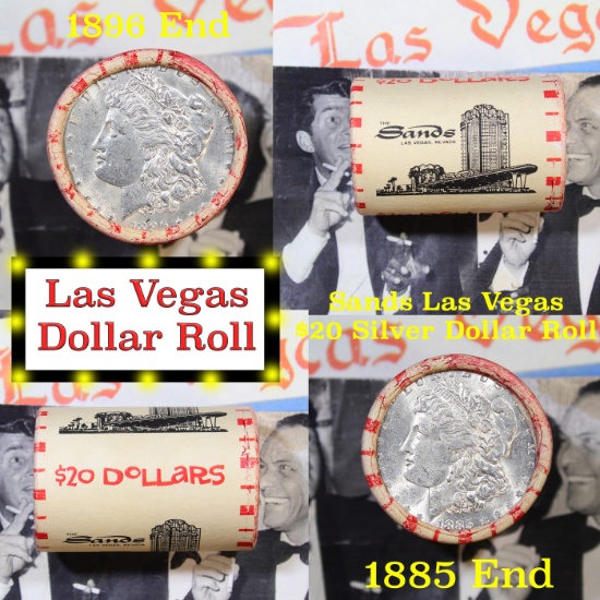 ***Auction Highlight*** Full Morgan/Peace Casino Las Vegas Sands silver $1 roll $20, 1885 & 1896 end