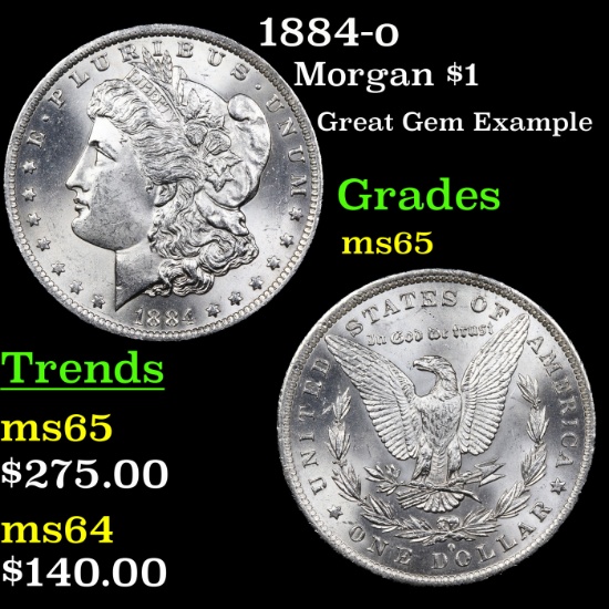 1884-o Morgan Dollar $1 Graded GEM Unc