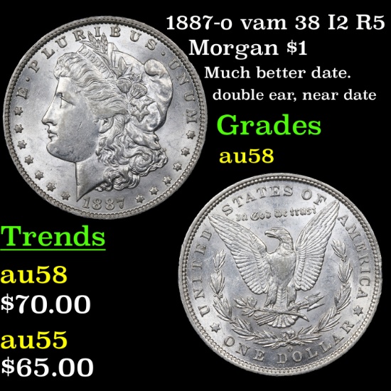 1887-o vam 38 I2 R5 Morgan Dollar $1 Graded Choice AU/BU Slider