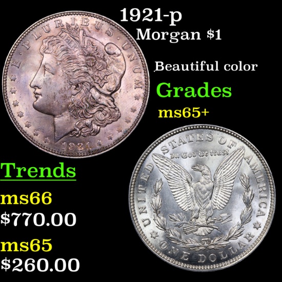 1921-p Morgan Dollar $1 Graded GEM+ Unc