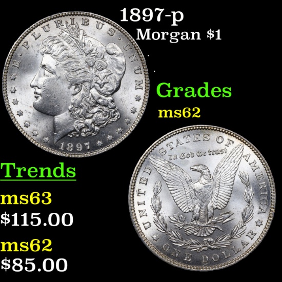 1897-p Morgan Dollar $1 Graded Select Unc