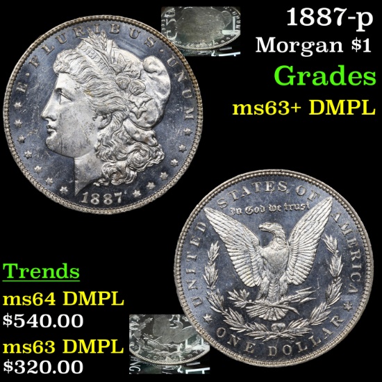 1887-p Morgan Dollar $1 Graded Select Unc+ DMPL