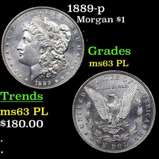 1889-p Morgan Dollar $1 Graded Select Unc PL