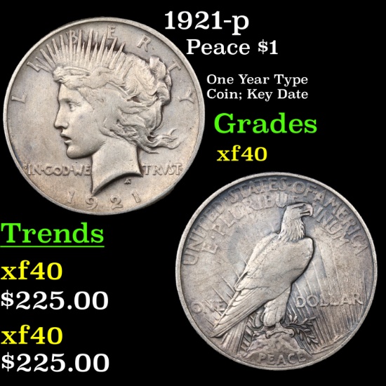 1921-p Peace Dollar $1 Graded xf