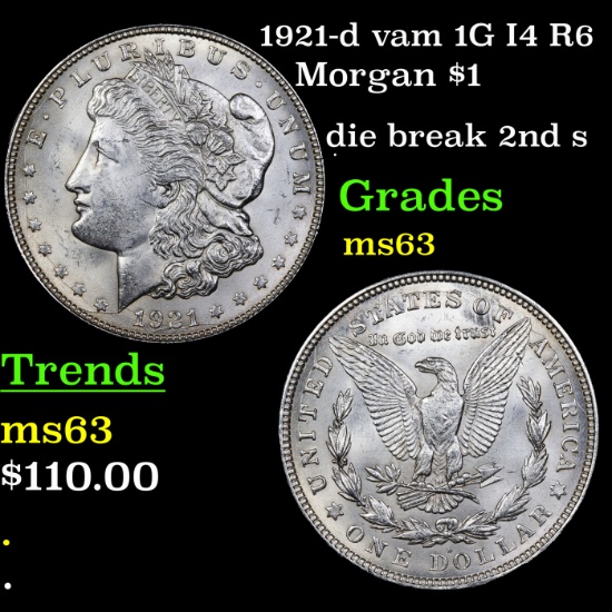 1921-d vam 1G I4 R6 Morgan Dollar $1 Graded Select Unc