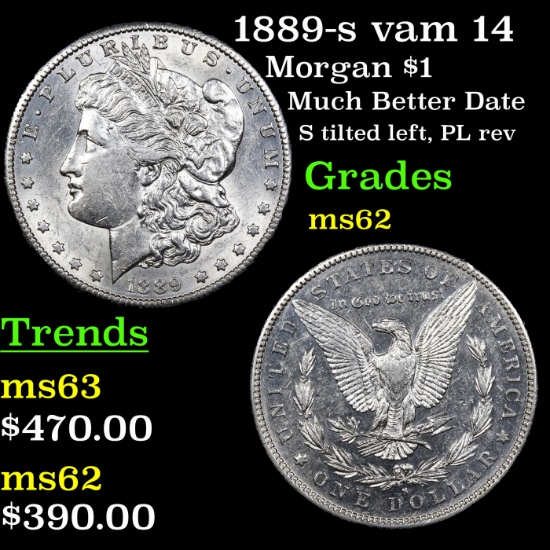 1889-s vam 14 Morgan Dollar $1 Graded Select Unc