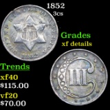 1852 Three Cent Silver 3cs Graded xf details