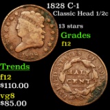 1828 C-1 Classic Head half cent 1/2c Graded f, fine