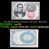 1874 10c Fractional Currency, 5th Issue, Short Key Grades Choice AU/BU Slider