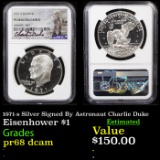 Proof NGC 1971-s Silver Signed By Astronaut Charlie Duke Eisenhower Dollar $1 Graded pr68 dcam By NG