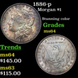 1886-p Morgan Dollar $1 Graded Choice Unc