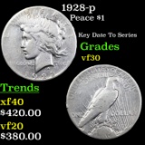 1928-p Peace Dollar $1 Graded vf++