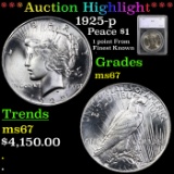 ***Auction Highlight*** 1925-p Peace Dollar $1 Graded ms67 By SEGS (fc)