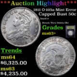 ***Auction Highlight*** 1811 O-105a Mint Error Capped Bust Half Dollar 50c Graded Select+ Unc By USC