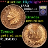 Proof ***Auction Highlight*** 1880 Indian Cent 1c Graded Choice Proof Red Cameo By USCG (fc)