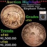 ***Auction Highlight*** (1694) Elephant Token 1/2 P LONDON, Thick Graded vf35 By SEGS (fc)