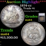 ***Auction Highlight*** 1874-cc Trade Dollar $1 Graded ms64 By SEGS (fc)