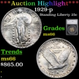 ***Auction Highlight*** 1929-p Standing Liberty Quarter 25c Graded ms66 By SEGS (fc)