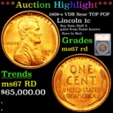 ***Auction Highlight*** 1909-s VDB Near TOP POP Lincoln Cent 1c Graded ms67 rd By SEGS (fc)