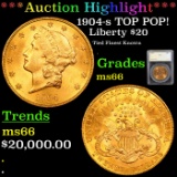 ***Auction Highlight*** 1904-s TOP POP! Gold Liberty Double Eagle $20 Graded ms66 By SEGS (fc)