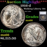 ***Auction Highlight*** 1916-d Walking Liberty Half Dollar 50c Graded ms66 By SEGS (fc)