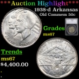 ***Auction Highlight*** 1938-d Arkansas Old Commem Half Dollar 50c Graded ms67 By SEGS (fc)