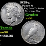 1928-p Peace Dollar $1 Graded Choice AU/BU Slider