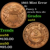 1865 Mint Error Two Cent Piece 2c Graded Select AU