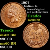 1907 Indian Cent 1c Graded Select Unc BN